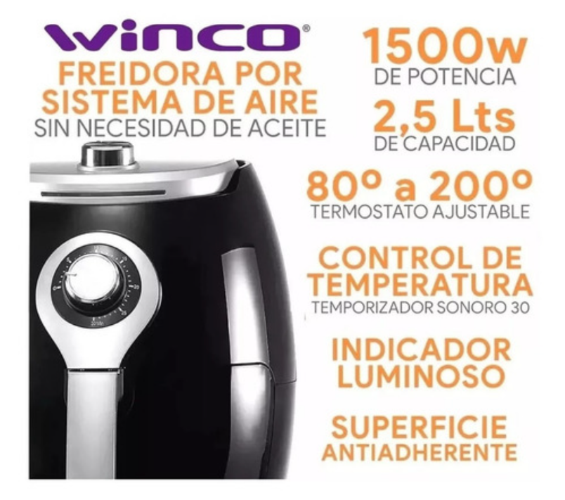 Freidora Winco W1500 2.5 Lts