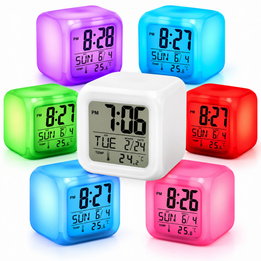 Relojes cúbicos digitales multicolor Reloj Despertador Cubo