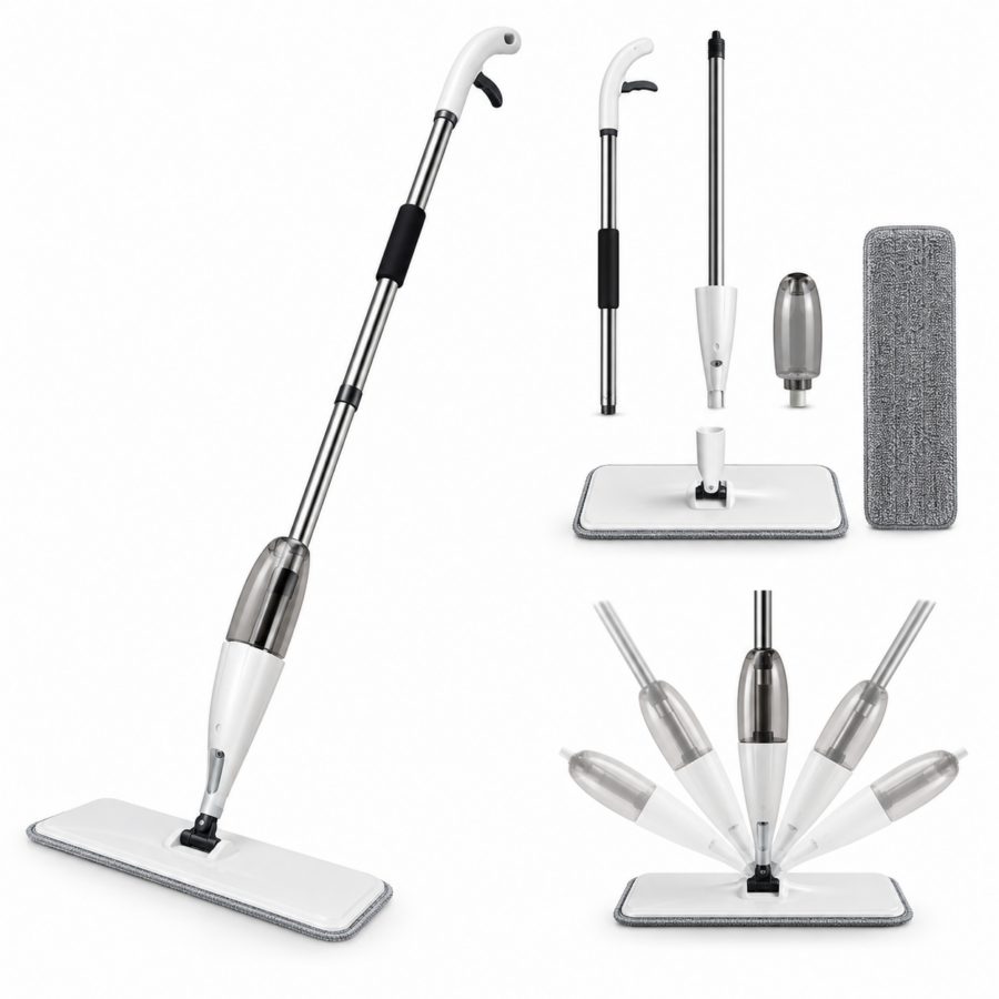 MOPA SPRAY TRAPEADOR PISO + ROCIADOR LAMPAZO MICROFIBRA