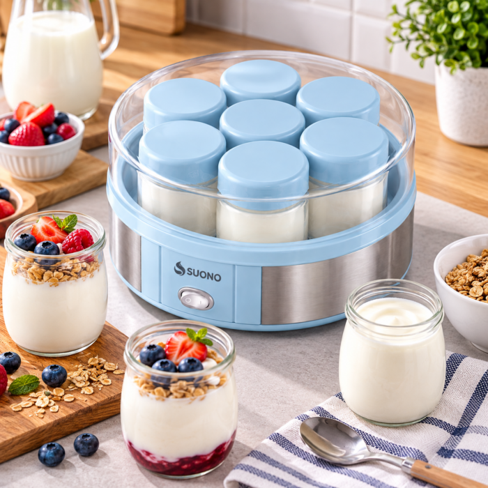 Yogurtera Suono 7 Vasos de Vidrio 1.4 L – Yogur Casero Fácil