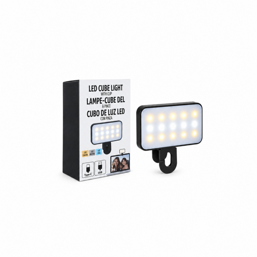 Kit de luz LED con pinza y caja Luz Recargable Con Gancho