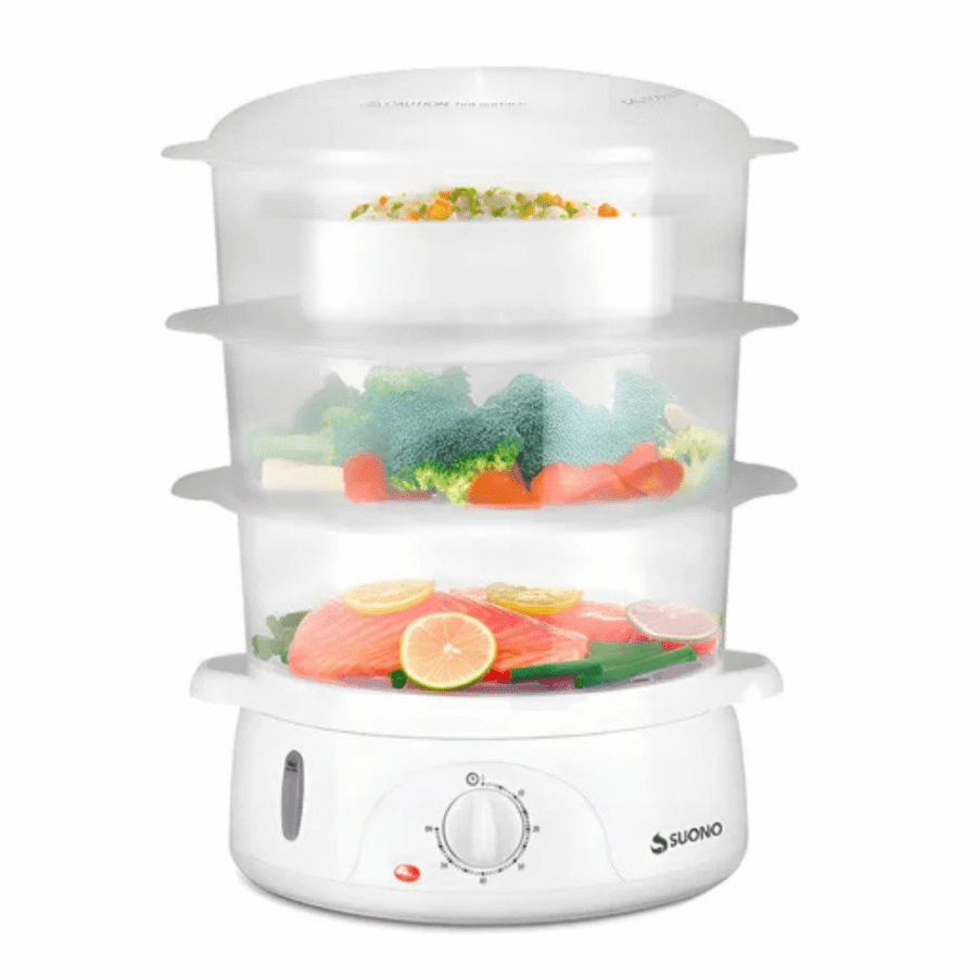 Vaporera Eléctrica de Alimentos Suono 3 Bandejas 9L Color Blanco