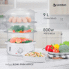 Vaporera Eléctrica de Alimentos Suono 3 Bandejas 9L Color Blanco