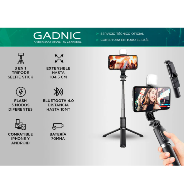 🤳 Trípode Gadnic Selfie Flash – Gadnic ✨