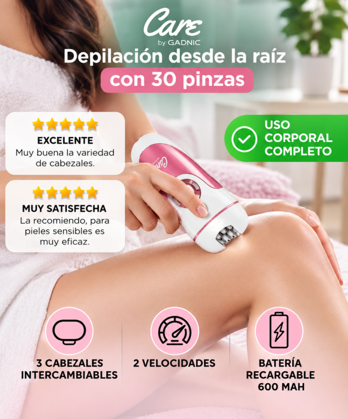 Depiladora Gadnic – Inalámbrica con 3 Cabezales