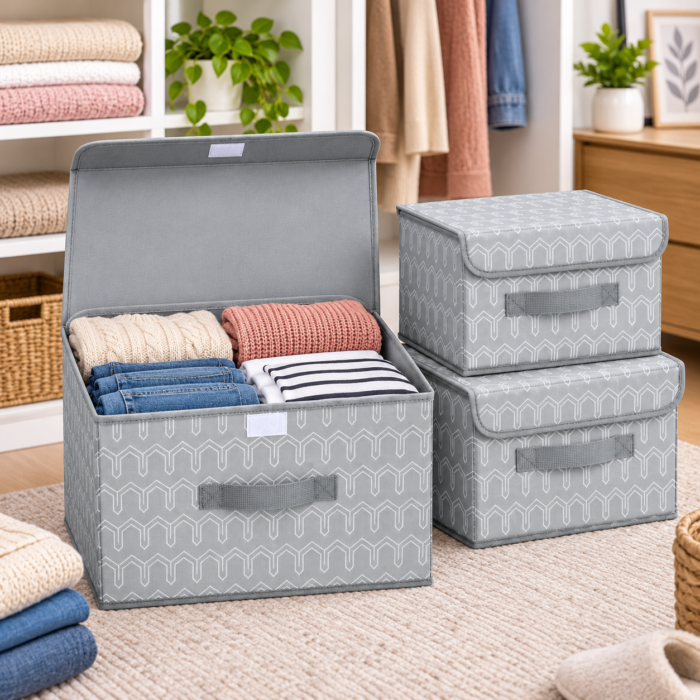 Set x3 Cajas Organizadoras de Tela Plegables