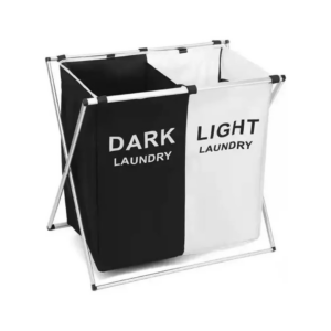 🧺Canasto Doble de Ropa – Negro y Blanco 🧺