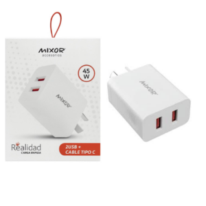 ⚡🔌 CARGADOR MIXOR 2 USB + CABLE TC 45W 📱✨