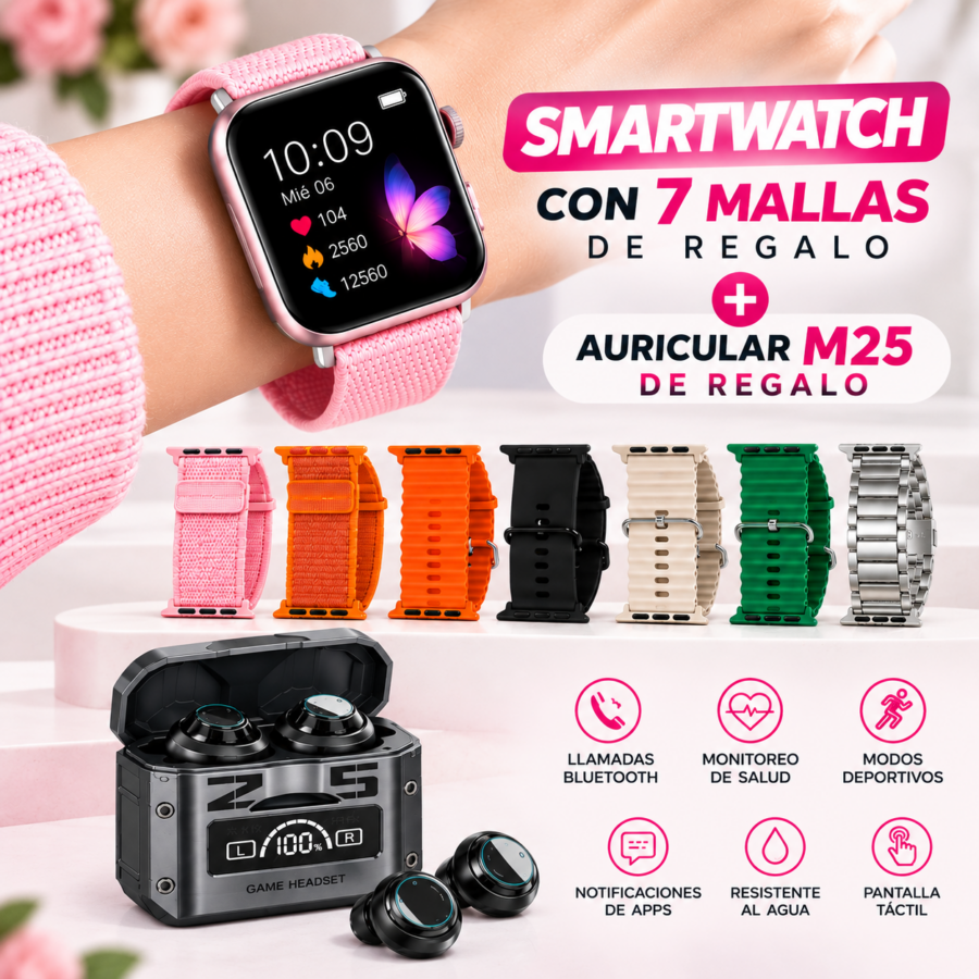 Smartwatch + Auricular de regalo
