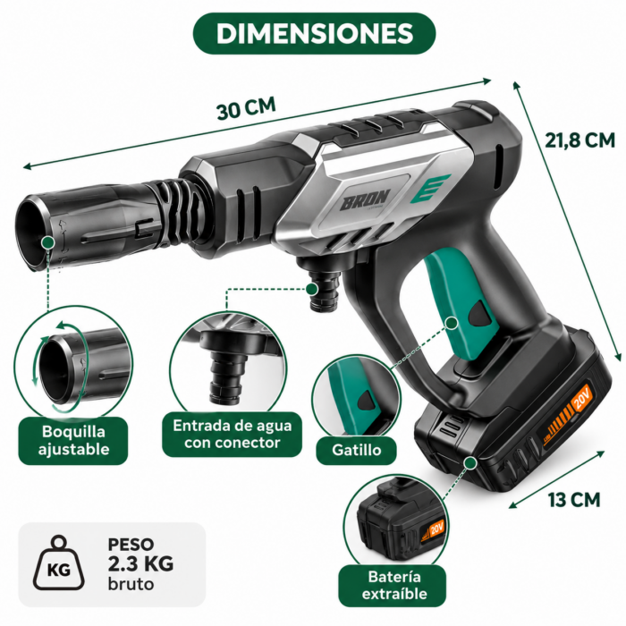 Pistola Hidrolavadora Inalámbrica Gadnic 200W