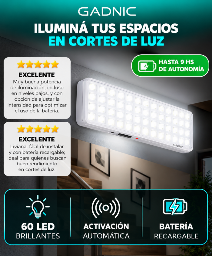 Luz de Emergencia 60LEDs Gadnic